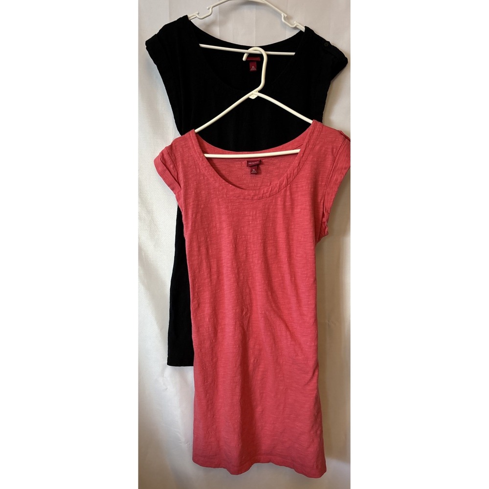 2 Merona Dresses XL Black & Coral Mini Sleeveless Tie Back T Shirt Summer